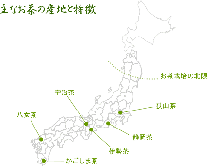 主なお茶の産地と特徴